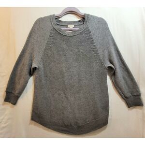 J Crew Mens Gray Raglan Sleeve Crew Neck Merino Wool Blend Sweater Size M